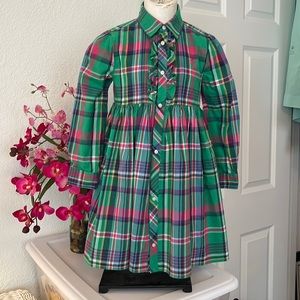 POLO by RALPH LAUREN RUFFLED DRESS. Sz 6 Green/Pink/Blue plaid. VGUC. Very cute!